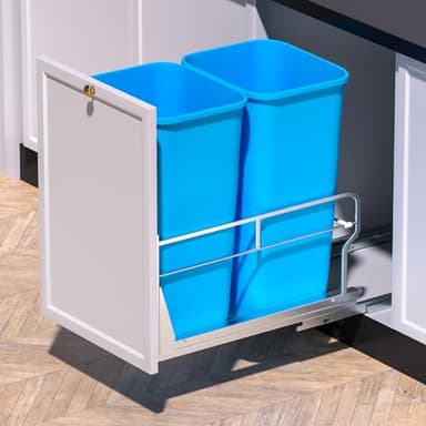 Insputer Dual Pull Out Trash Can Under Cabinet with Soft-Close Slides, Heavy Duty Under Sink Trash Can Kit for Kitchen Sink, Laundry, Garbage Can Not Included, Requires 17" W X 24" D Cabinets - Image 1