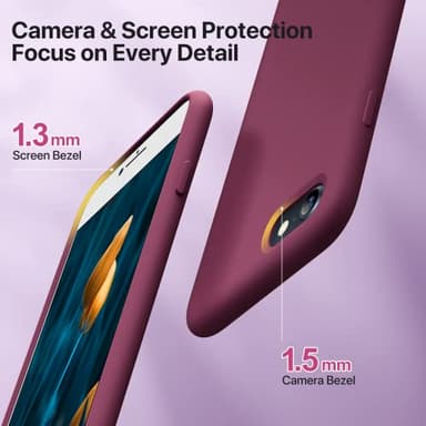 Miracase Ultra Slim Designed for iPhone SE Case 2022(3rd Gen)/iPhone SE 2020 Case(2nd Gen)/iPhone 7 Case/iPhone 8 Case with Screen Protector, Multi-Color Silicone Shockproof Phone Case(Wine Red) - Image 4