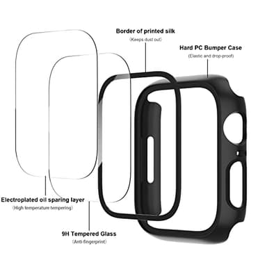 JERXUN 6 Pack Case with Tempered Glass Screen Protector for Apple Watch Series 9/8/7 41mm, Ultra-Thin Scratch Resistant Full Protective Hard PC Bumper Cover for iWatch 41mm Accessories - Image 2