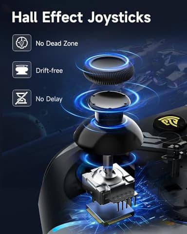 EasySMX X15 PC Controller - Enhanced Wireless Bluetooth Controller with Hall Joysticks/Hall Triggers/RGB Lighting - No Stick Drift, No Dead Zone - Work for Windows PC, Android, Steam and Switch - Image 4