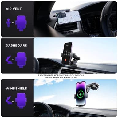 Wireless Car Charger,【7 Colored RGB Backlit】 Mosurr 15W Auto Clamping Phone Holders for Your car fit for iPhone 16 15 14 Mini Pro Max, Samsung Galaxy S25 Ultra S24 S23+, etc, Fathers Day for Gifts - Image 6