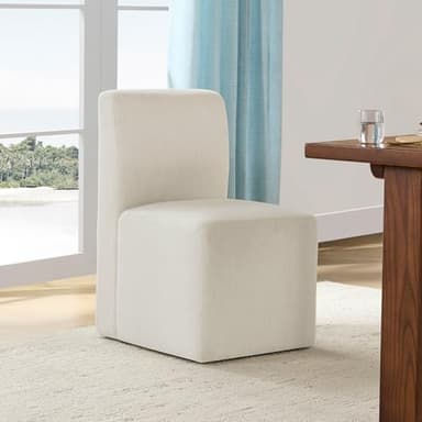 CHITA Dining Chairs with Casters Set of 2, FSC Certified Upholstered Armless Modern Rolling Dining Chairs with Rollers for Bedroom Reading Room Living Room, Linen - Image 8