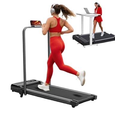 Portable Walking Pad with Incline and Handle Bar, 3.0HP Electric Treadmills for Home Small, 0.6-6.2MPH Compact Walking Pads Treadmills with Handles and Incline for Small Spaces, 320LB Capacity - Image 1
