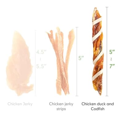 MON2SUN Dog Treats, Triple Flavor Jerky Twist Sticks, 5-7 Inch Chicken Duck and Codfish Sticks Chews for Small Dogs, Healthy Snacks, 10.58 oz (15 Count-Pack of 1) - Image 6