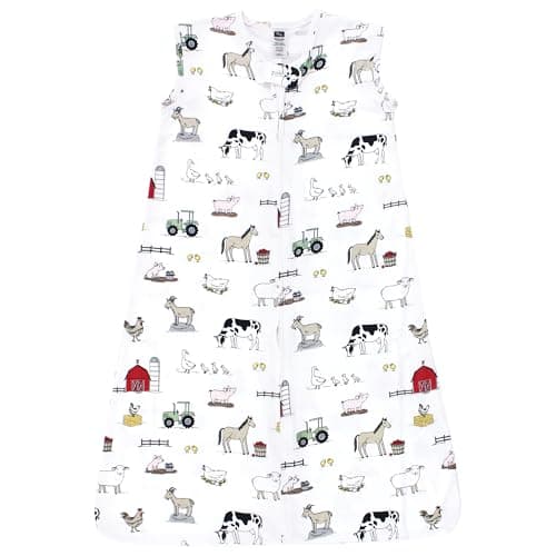 Hudson Baby Unisex Baby Cotton Sleeveless Wearable Sleeping Bag, Sack, Blanket, Farm, 0-6 Months - Image 1