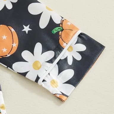 Honganda Kids Toddler Baby Girl Boy Halloween Pajamas Set Ghost Pumpkin Pajama Shirt Top Pants Satin Loungewear Outfits (Black Orange, 2-3 Years) - Image 7