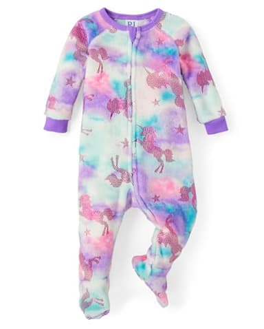 The Children's Place,and Toddler Fleece Zip-Front One Piece Footed Pajama,SOFT MARINE,3T