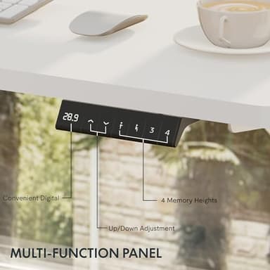 FLEXISPOT EN2 Whole-Piece Standing Desk with Clamp Power Strip, 48x24 Electric Stand Up Height Adjustable Desk with Cable Management (White Frame + 48" White Top) - Image 7