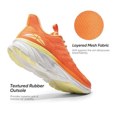 ALLSWIFIT Men's Slip On Walking Shoes Running Comfortable Tennis Breathable Non Slip Athletic Gym Workout Cross Training Fashion Sneakers,Size 8,Orange,SARR034M - Image 6