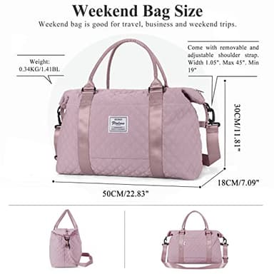 Travel Duffel Bag, Weekender Overnight Bags for Women, Carry On Personal Item Bag with Trolley Sleeve & Wet Pocket,Purple - Image 5