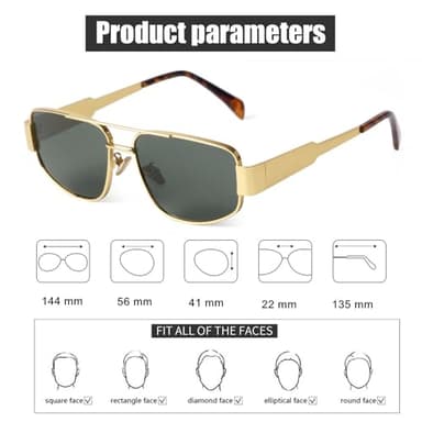ADE WU Trendy Aviator Sunglasses for Women Men Vintage Gold Metal 03 Pilot Sun Glasses (Gold/Green) - Image 4