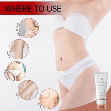 VGO Painless Hair Removal Cream for Women & Men, Hair removal cream for body, back & legs, All Skin Types, 4.06oz w/Spatula - Image 6