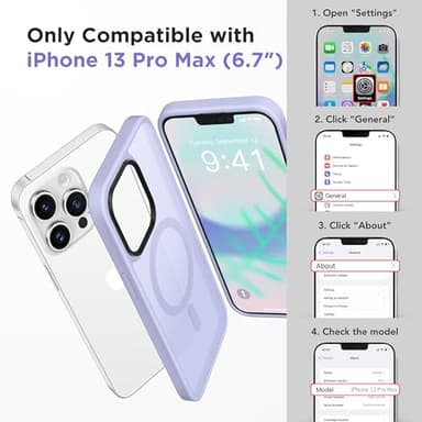 GONEZ Magnetic for iPhone 13 Pro Max Case,Compatible with MagSafe,[Military-Grade Drop Protection][Anti-Fingerprint] Slim Translucent Matte Back Shockproof Phone Protective Case(Lilac) - Image 2