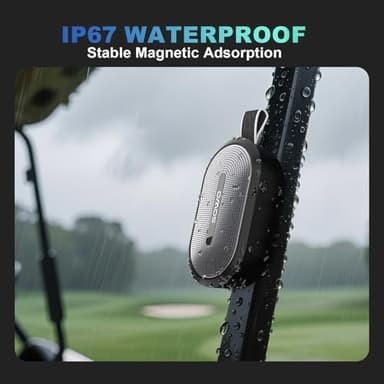 SOWO Wireless Portable Small Speaker, Ultra Magnetic Bluetooth Speaker for Golf Cart, Coverless IP67 Waterproof, 24 H Playtime, Pro Sound, Clip Hanging Design for Outdoor, Indoor - Black - Image 4