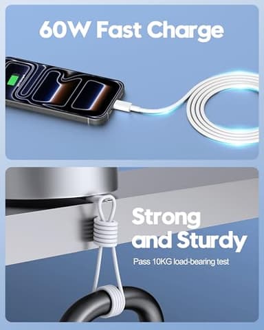 [2025 Upgraded] iPhone 16e/16 Pro/17 Charger, 2-Pack 20W USB C Fast Wall Charger Block with 60W 6FT USB C Charging Cable Cord for iPhone 17/17 Pro Max/Air/16/16e/15/15 Pro Max/Plus, iPad Power Adapter - Image 4