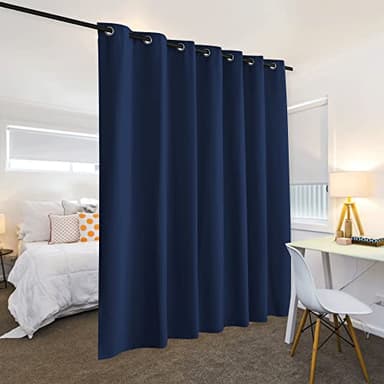 RYB HOME Room Partition Curtains Privacy Blackout Drapes Energy Efficient Odor Reducing Sounproof Screen for Backdrop Dorm Studio Office, Wide 150 inches x Long 96 inches, Navy Blue, 1 Panel - Image 3