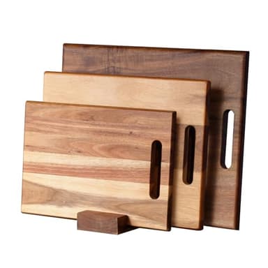 YSTKC Acacia Wood Cutting Boards Set of 3 PCS for Kitchen, Large Wooden Cutting Board Set with Handle, Thick Chopping Board, Butcher Block Wooden Trays for Meat, Fruit Vegetable and Cheese - Image 1