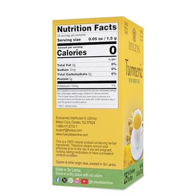 Hyleys Green Tea with Turmeric - 25 Tea Bags (6 Pack - 150 Tea Bags Total) - Wellness Herbal Supplement - Image 2