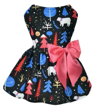MSNFOASM Dog Christmas Dress,Short Velvet Dog Winter Outfit,Small Dogs Girl Winter Apparel, Cat Clothes(Romantic Fantasy M) - Image 1