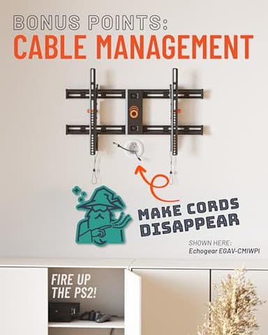 ECHOGEAR Wall Mount TV Bracket for TVs Up to 90" - Low Profile Design Tilts to Eliminate Glare - Includes Drilling Template & Can Be Leveled After Install - UL Listed for Safety - Image 8