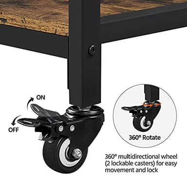 Yaheetech Kitchen Island with Power Outlet, Rolling Kitchen Cart with Wine Rack & Glass Holder & Hooks, Coffee Bar Microwave Stand Wine Rack Table for Dining Room, 47.5" W x 24" D, Rustic Brown - Image 8