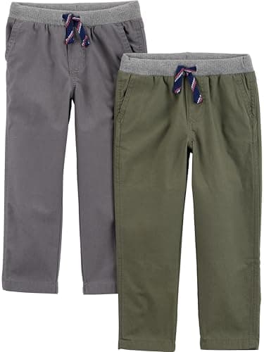 Simple Joys by Carter's Baby Boys' 2-Pack Pull On Pant, Green/Grey, 4T - Image 1
