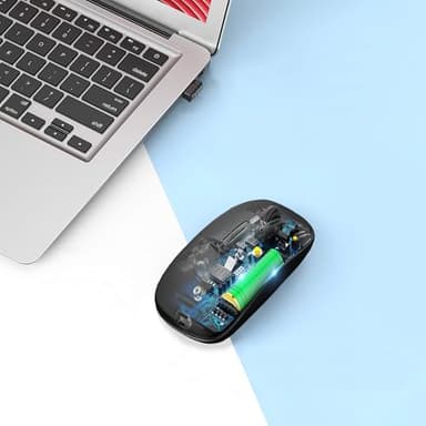 AIKOKOK Wireless Bluetooth Mouse Rechargeable Laptop Mice with LED Use Portable(BT5.2 and USB 2.4G) Dual Mode Connection Silent Slim Computer Mouse for Laptop/iPad Tablet/Apple MacBook/PC (Black) - Image 5