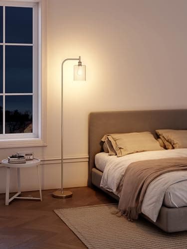 addlon Floor Lamps for Living Room Bright Lighting with Glass lampshade, Modern Bright Floor Lamp with LED Bulbs Industrial Standing lamp for beroom, Tall Pole Lamps Office - Brass Gold - Image 7