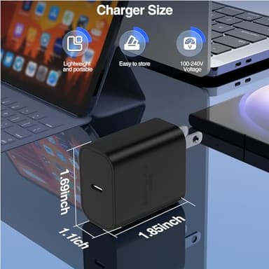 [3FT+6FT]45W Super Fast Charger Type C, for Samsung Galaxy S25 S24 Charger Block with 3/6FT Type C Charging Cord for Samsung Galaxy S25 S24 Ultra/S24/S23+/S22/S21,iPhone 17Air 16 15 Pro Max/Pro/Plus - Image 7