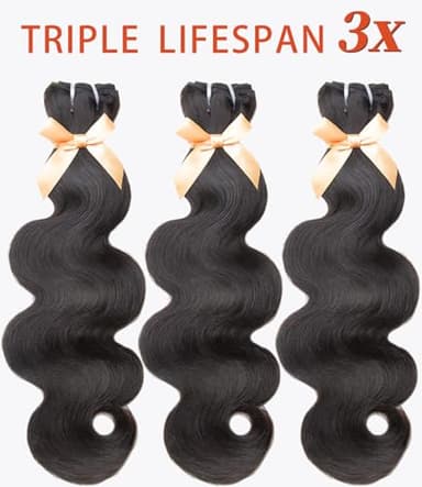 mlip Raw Bundles Human Hair Body Wave, No Tangle Shedding, Keep Texture Silky Soft After Multiple Washes, 15A Raw Indian Hair Bundles 18 20 22 Inches, Triple Lifespan 3X - Image 4