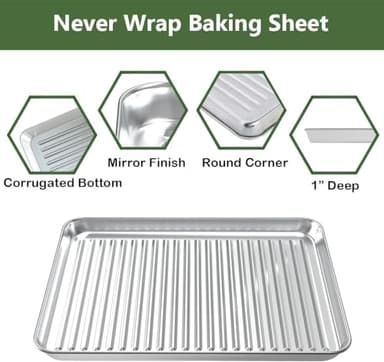 ROTTAY Baking Sheet with Rack Set (2 Pans + 2 Racks), Stainless Steel Cookie Sheet with Cooling Rack, Nonstick Baking Pan, Warp Resistant & Heavy Duty & Rust Free, Size 16 x 12 x 1 Inches - Image 5