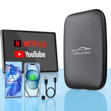 5 in 1 Wireless Carplay & Android Auto Wireless Adapter - 2025 Upgrade Magic CarPlay Ai Box Streaming Video Fits Netflix/YouTube/TF Card, CarPlay Wireless Adapter for Wired CarPlay/Android Auto Cars - Image 1