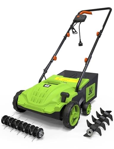 2-in-1 Electric Dethatcher Scarifier, Lawn Dethatcher with Collection Bag, 4-Position Depth Adjustment,13-Inch Working Width, Foldable Handle Design for Easy Carrying and Storage,Thatcher for Lawn - Image 1