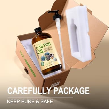 Yoken EWG Verified Castor Oil Glass Bottle 32 fl oz (with Pump) 100% Pure Castor Oil for Skin Face Hair, Cold Press, Hexane Free, Unrefined Caster oil for Pack Wrap Deep Nourish Body - Image 8