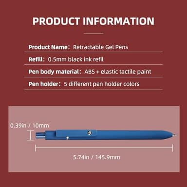 YOXMJDB Gel Pens, 5 Pcs 0.5mm Fine Point Smooth Writing Pens Cute Pens, High-End Series Black Ink Pens for Journaling Note Taking, School Office Supplies for Women Men (5 Pcs Vintage) - Image 5