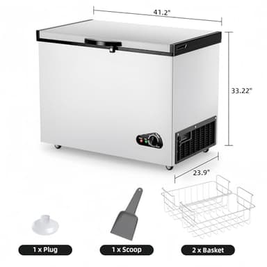 Large Commercial Chest Freezer 14.5 Cu Ft Deep Freezer with 2 Removable Basket and Adjustable Thermostat - Energy Saving Quiet for Home, Supermarkets, and Garages with Glass - Image 4