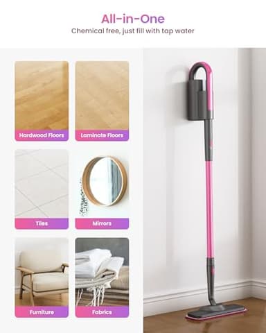 Schenley Steam Mop Cleaner with Detachable Handheld Steamer for Cleaning Hardwood, Laminate Floor, Tiles and Grout, with 7-in-1 Multi-purpose Accessories and Washable Microfiber Pads - Image 6