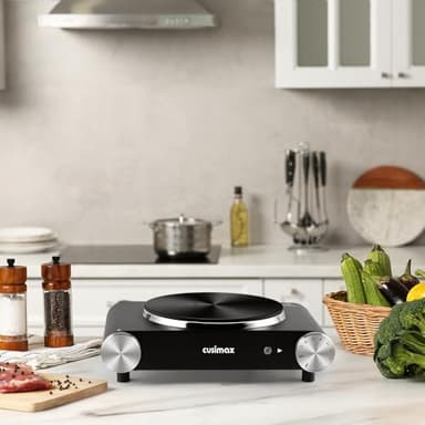 CUSIMAX Electric Hot Plate for Cooking Portable Single Burner 1500W Cast Iron hot plates Heat-up in Seconds Adjustable Temperature Control Stainless Steel Non-Slip Rubber Feet Upgraded Version B101 - Image 9