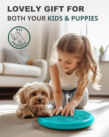 Trideer Inflated Wobble Cushion - Wiggle Seat for Sensory Kids(Multiple Colors), Balance Disc (Extra Thick), Flexible Seating for All Age (34CM Turquoise) - Image 6