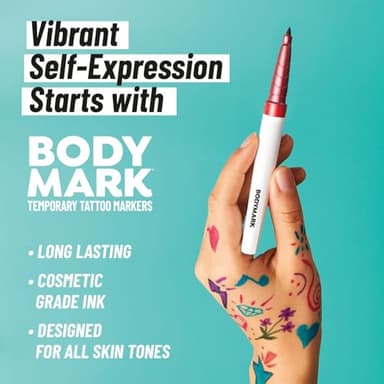 BIC BodyMark Temporary Tattoo Markers for Skin, Artist's Set, Mixed Tip, 8-Count Pack of Assorted Colors, Skin-Safe*, Cosmetic Quality - Image 8