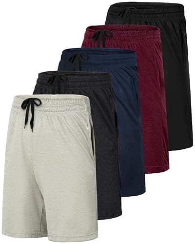 Real Essentials 5 Pack: Boys' Mesh Basketball Athletic Shorts with Pockets – Teen Kids Youth Quick Dry Soccer Running Gym S (6-7) - Image 1