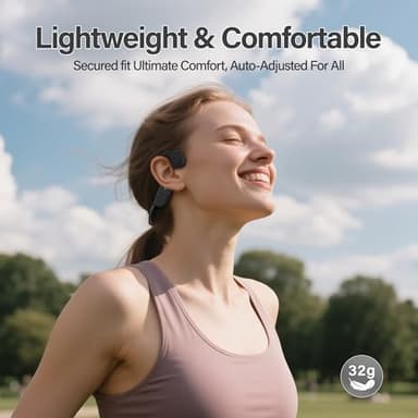 New Bone Conduction Headphones, Bluetooth 5.4 Open-Ear Headphones with Mic，12Hrs Playtime Wireless Bluetooth Headphones,Waterproof sports earphones with earplugs, perfect for Running, Cycling, Walking - Image 2