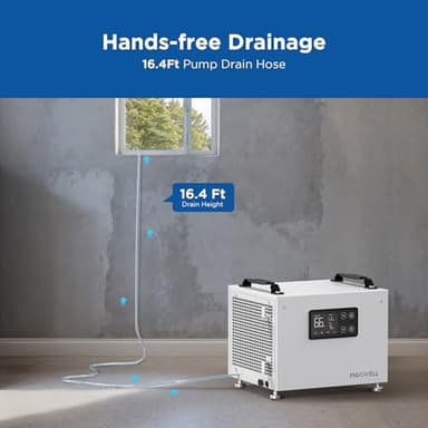 Moiswell 70 Pints Commercial Dehumidifier with Pump Portable Crawl Space Dehumidifier for Basement Energy Star Efficient Certified Compact Dehumidifiers for Home, Auto Defrost, Timer - Image 3