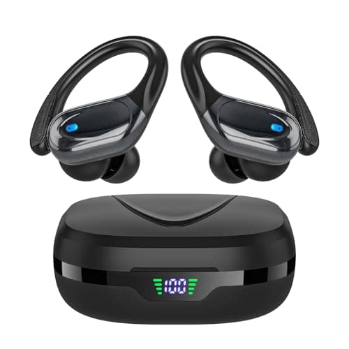 Bcaikair Wireless Earbuds, Sports Bluetooth Headphones, Ear Buds with 80hr Playtime, Noise Canceling, LED Power Display, IPX7 Waterproof Earphones for Workout/Running Black - Image 1