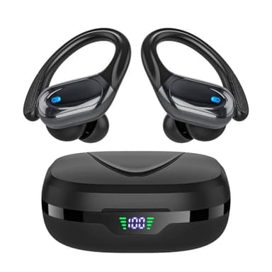 Bcaikair Wireless Earbuds, Sports Bluetooth Headphones, Ear Buds with 80hr Playtime, Noise Canceling, LED Power Display, IPX7 Waterproof Earphones for Workout/Running Black - Image 1