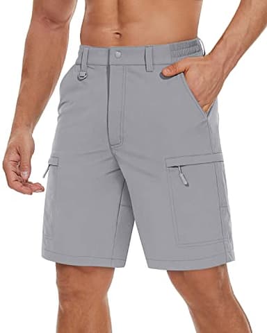 TACVASEN Cargo Shorts for Men Quick Dry Hiking Lightweight Golf Workout Fishing Travel Shorts Summer Beach Light Grey 34 - Image 2