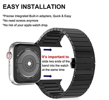 WINGLE Compatible for Apple Watch Band Ultra 3/2/1 Band 49mm Series 11 10 46mm 45mm 44mm 42mm SE 3/2/1 Series 9 8 7 6 5 4 3 2 1 Men, Stainless Steel Classy Business Metal iWatch Bands Bracelet, Black - Image 5