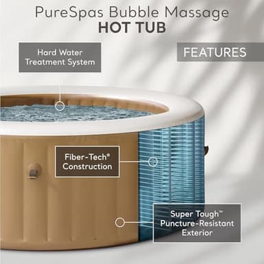 INTEX 28425EH PureSpa Bubble Massage Spa Set Outdoor Inflatable Portable Hot Tub, Includes Energy Efficient Spa Cover, Saltwater System Ready, 4 Person, 77in x 28in - Image 2