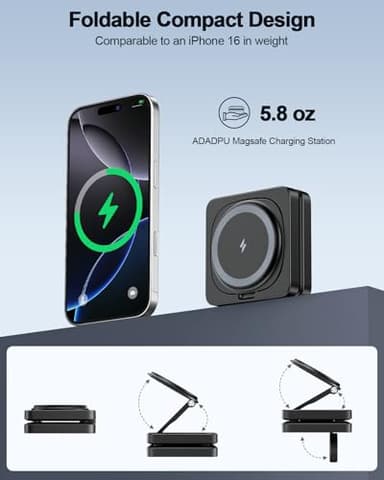 2025 Magnetic Wireless Charging Station - ADADPU 3 in 1 Foldable Mag-Safe Charger Stand for Multiple Apple Devices, Travel Charging Pad for iPhone 17 16 15 14 13 12 Pro Max Plus Apple Watch AirPods - Image 3