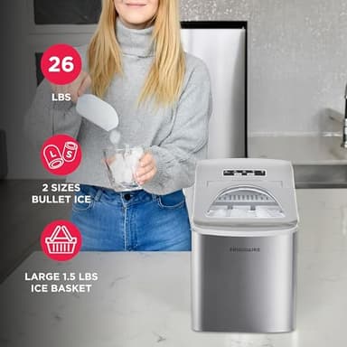 Frigidaire 26 Lbs per Day Portable Compact Maker, Ice Making Machine, Stainless, Medium - Image 3